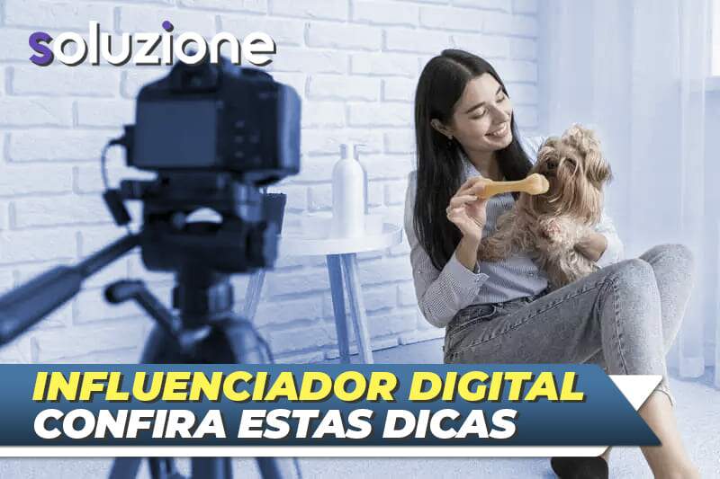 Influenciador digital - imagem de digital influencer gravando vídeo em uma DSLR com um pet