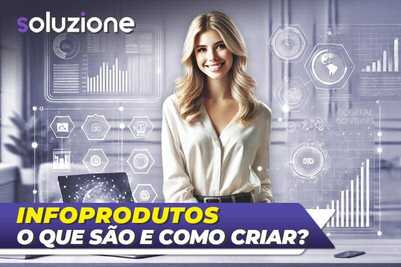 O que é e como criar infoprodutos - Imagem digital de infoprodutora sorrindo