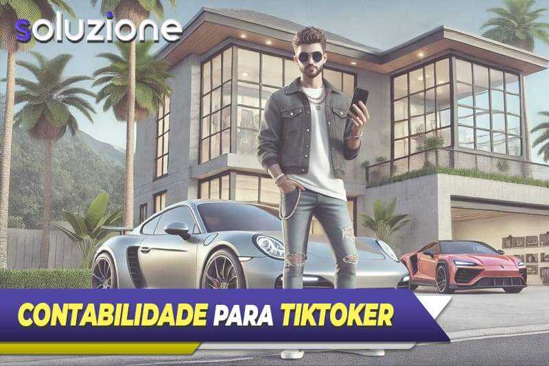 Contabilidade para Tiktoker - Imagem de Influencer com sua mansão e seus carros