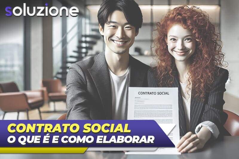 Contrato Social - Imagem de empresario e contadora elaborando o contrato social da empresa